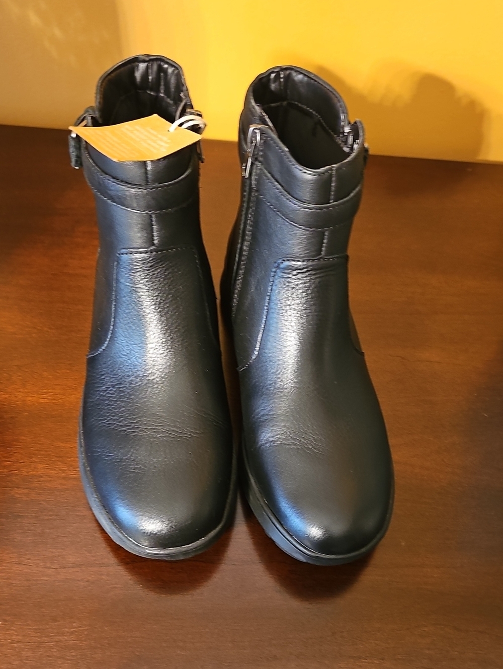 Vionic Black Ankle Booties with Side Zip Detail
